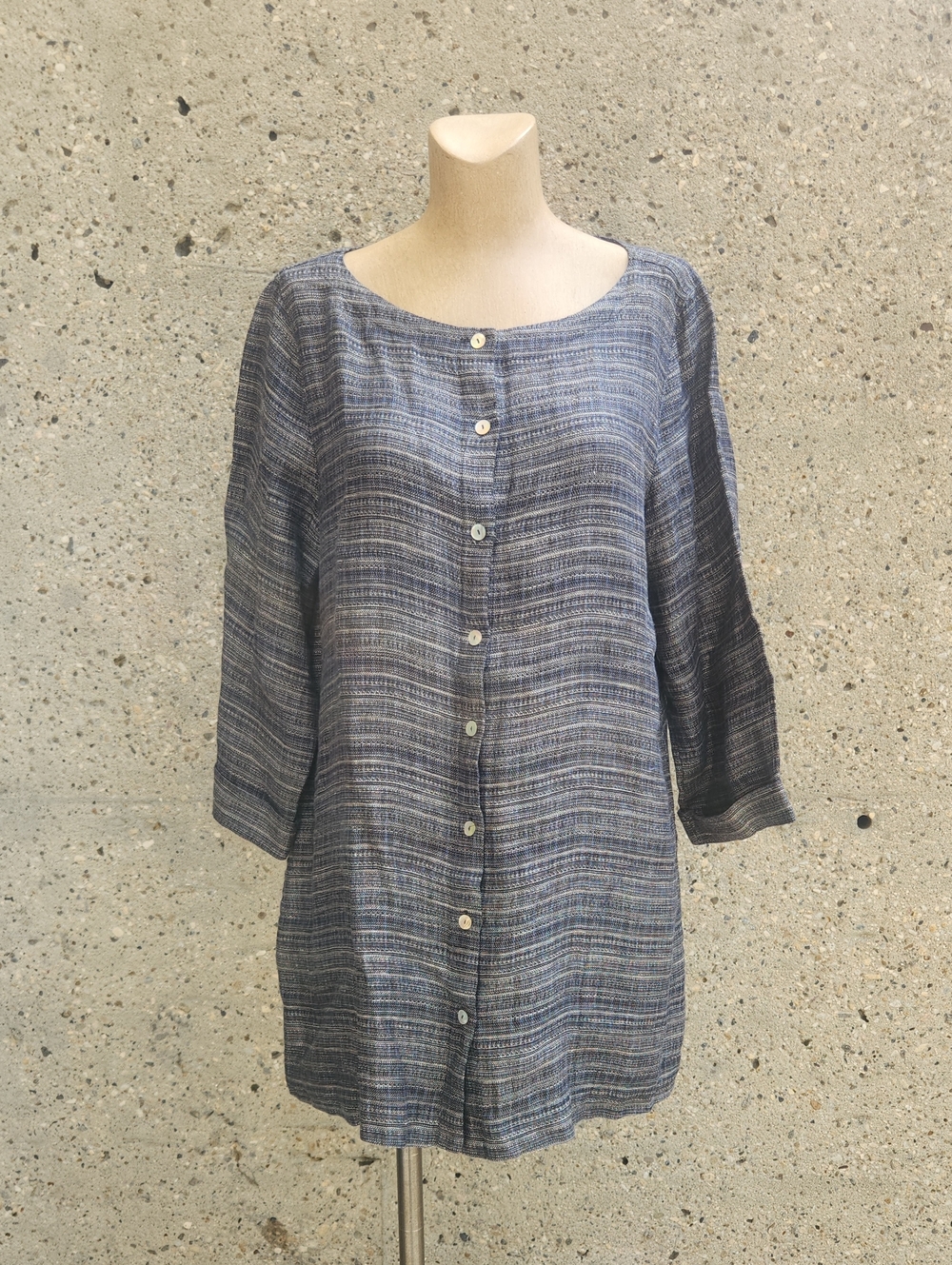 Eileen Fisher blue and grey linen jacket